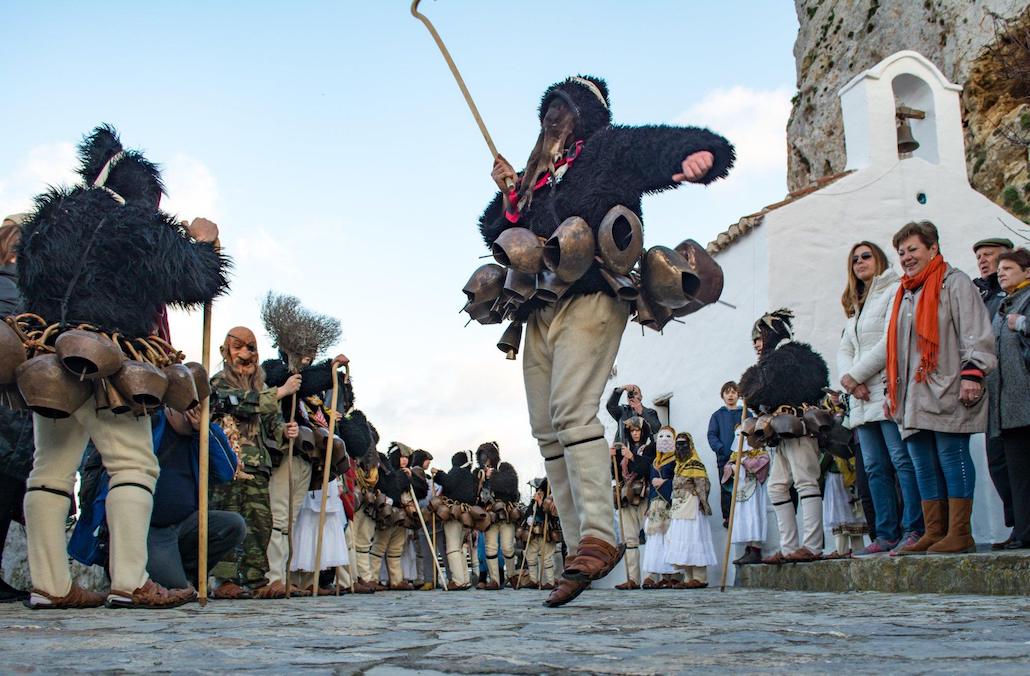 A scene from carnival on Skyros island, Greece.